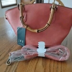 Joy Susan Millie Bamboo Handle Coral  Vegan Leather Bag Purse Strap NEW With Tag